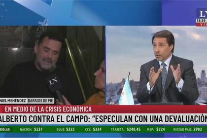 El fuerte cruce de Eduardo Feinmann y un referente del movimiento Somos Barrios de Pie. Foto/Captura: LN+