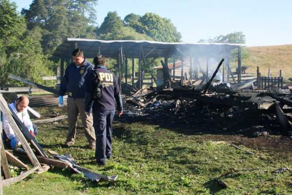 El Fundo Pisu Pisué después del ataque (Foto: ministerio público de Chile)