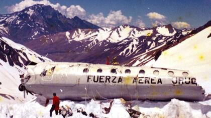 El fuselaje del avión en la Cordillera de los Andes, en enero de 1973