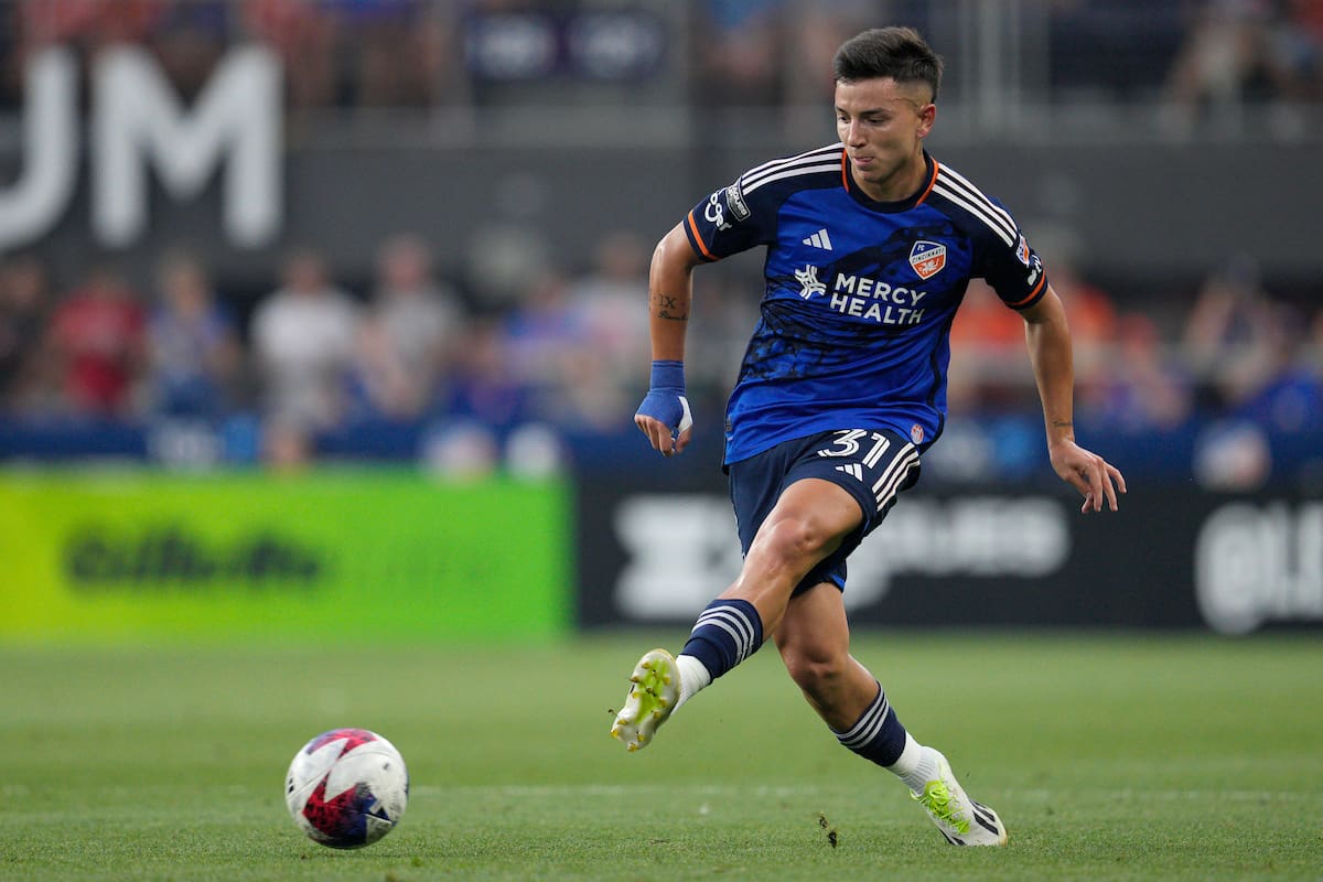 El futbolista argentino Álvaro Barreal (ex Vélez), con la camiseta de Cincinnati, de la MLS; está nominado al Premio Puskas por un gol contra Pittsburgh por la US Open Cup