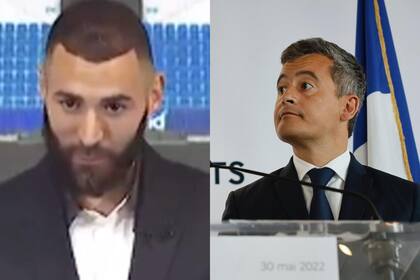 El futbolista francés Karim Benzema y Gérald Darmanin, ministro del Interior de Francia