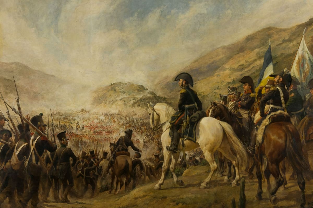 El general José de San Martín al frente del Ejercito de los Andes. Fuente: Wikipedia.