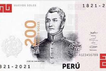 El general San Martín, homenajeado por Perú, en un billete que será recordatorio, en 2021, del bicentenario de la independencia de ese país