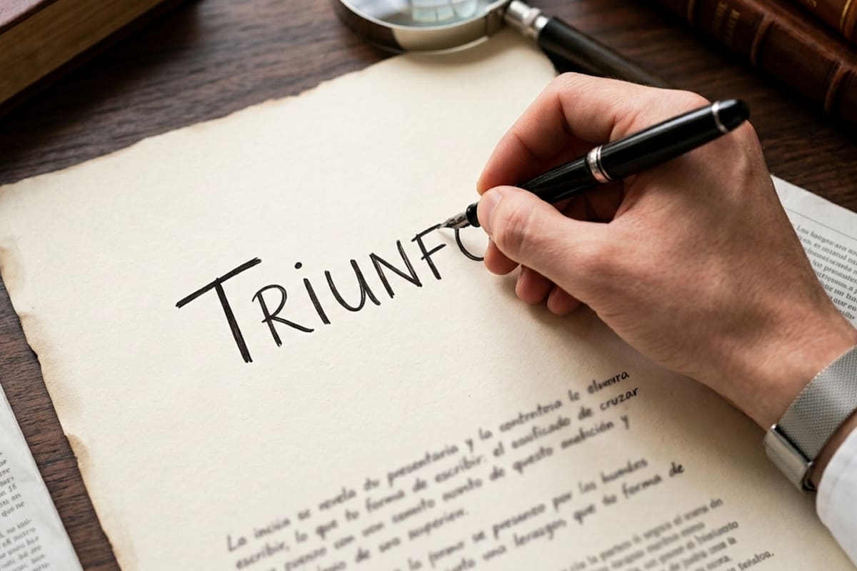 El gesto de cruzar la letra “T” en la parte superior del palote suele interpretarse como un claro indicador de aspiraciones elevadas (Foto ilustrativa generada por IA)