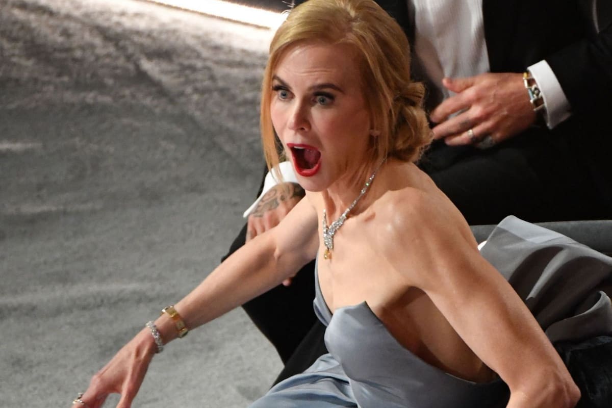 El gesto de Nicole Kidman en los Oscars que se convirtió en meme (Foto: Twitter)