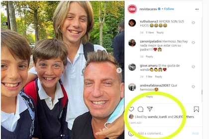 El gesto de Wanda Nara en una imagen de Maxi López con sus tres hijos que sorprendió a sus seguidores