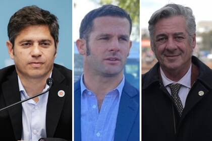 El gobernador Axel Kicillof, Ignacio Kovarsky, presidente de Carbap, y Nicolás Pino, presidente de la Rural