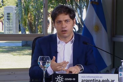 El gobernador de Buenos Aires durante el anuncio de la nueva fase de la cuarentena