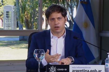 El gobernador de Buenos Aires durante el anuncio de esta tarde sobre la nueva fase de la cuarentena