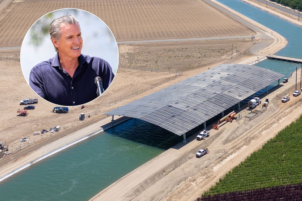 El gobernador de California, Gavin Newsom, celebró el proyecto piloto que busca generar energía limpia con la cobertura de un canal de agua