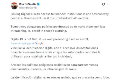 El gobernador de Florida, DeSantis, ya había criticado la identificaciones digitales