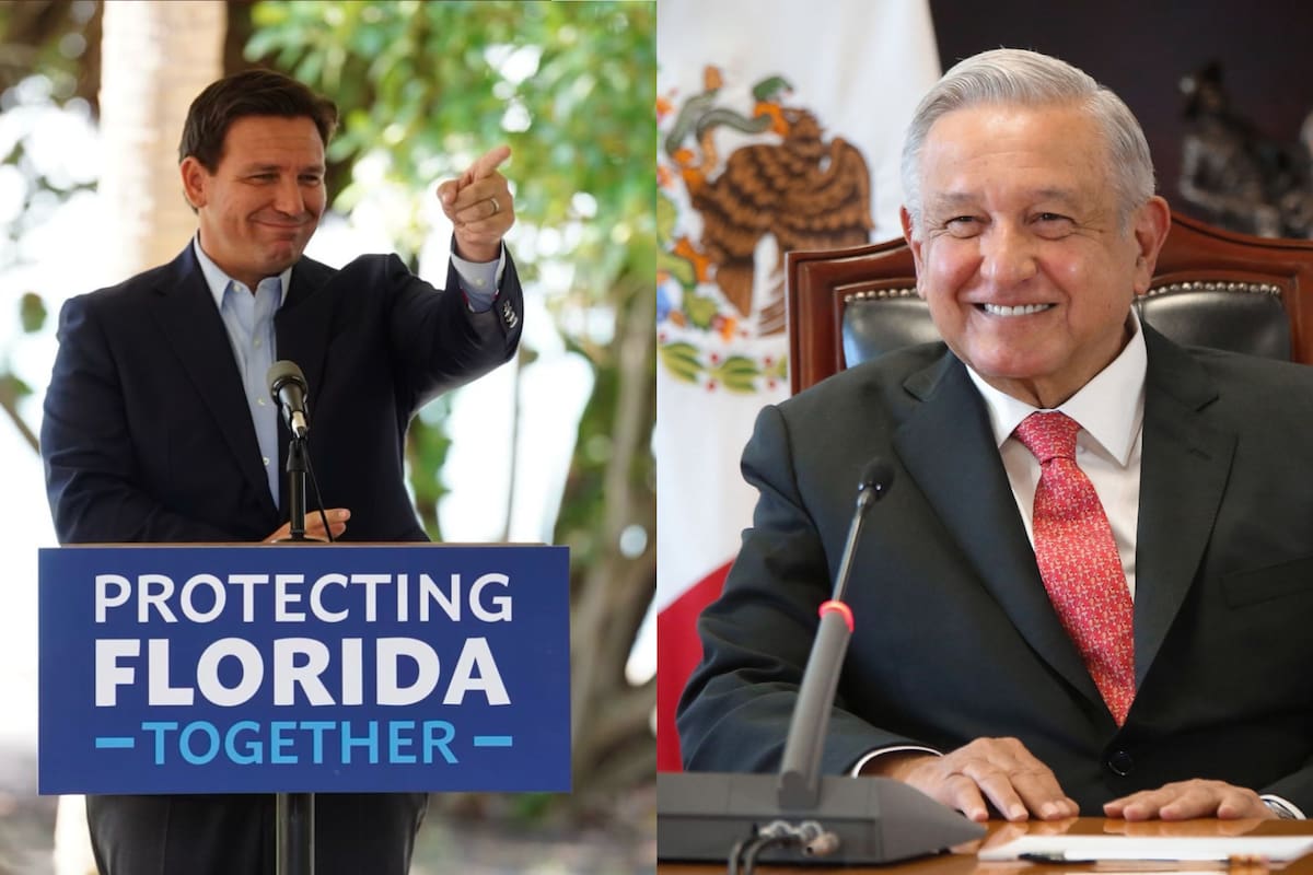El gobernador de Florida, Ron DeSantis, y el presidente de México, Andrés Manuel López Obrador, se enfrentaron por la política migratoria