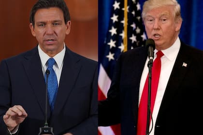 El gobernador de Florida, Ron DeSantis, y el exmandatario Donald Trump, precandidatos republicanos a la presidencia de EE.UU., participaron del mismo evento de campaña en Iowa