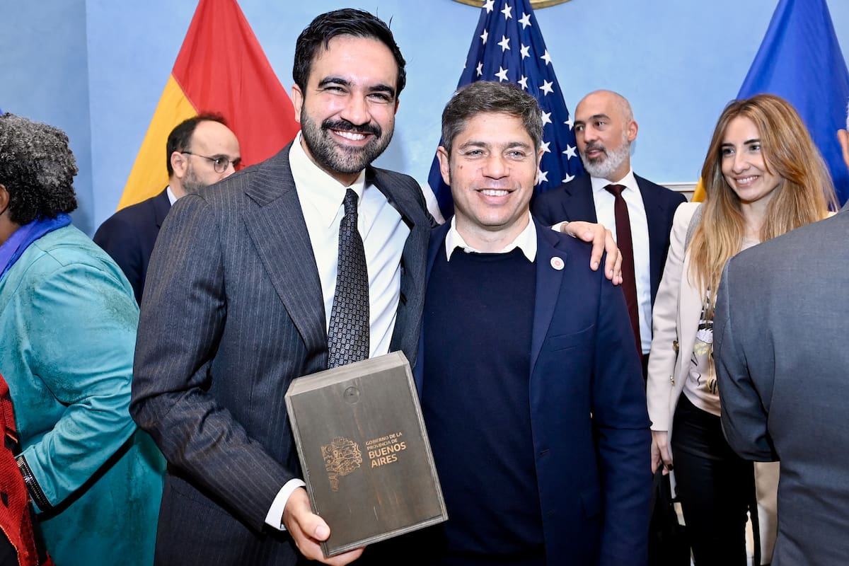El gobernador de la provincia de Buenos Aires, Axel Kicillof, con el alcalde de New York, Zohran Mamadni
