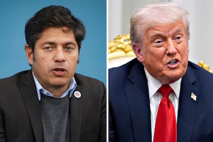 El gobernador de la provincia de Buenos Aires, Axel Kicillof; el presidente de Estados Unidos, Donald Trump