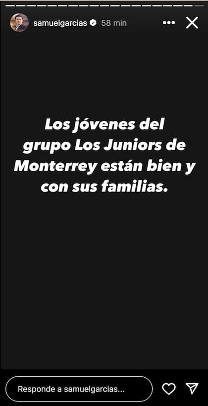 El gobernador de Nuevo León reveló que los jóvenes musicos fueron localizados con vida. Foto: IG
