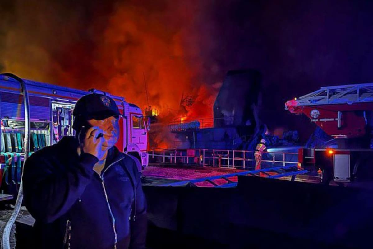 El gobernador de Sebastopol Mikhail Razvozhaev luego del ataque con misiles al astillero de ese puerto el 13 de septiembre.