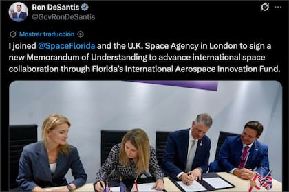 El gobernador DeSantis confirmó el primer acuerdo binacional bajo el Fondo Internacional de Innovación Aeroespacial de Florida