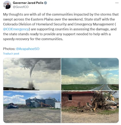 El gobernador Jared Polis realizó un posicionamiento de alerta y precauciones a tomar en su cuenta de X