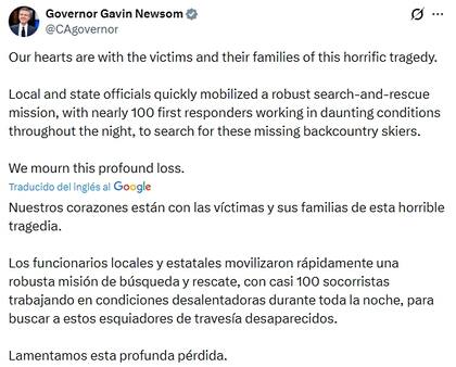 El gobernador lamentó la "horrible tragedia" y señaló que los equipos de rescate trabajaron en condiciones desalentadoras durante toda la noche