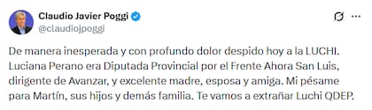 El gobernador Poggi despidió a la diputada Perano