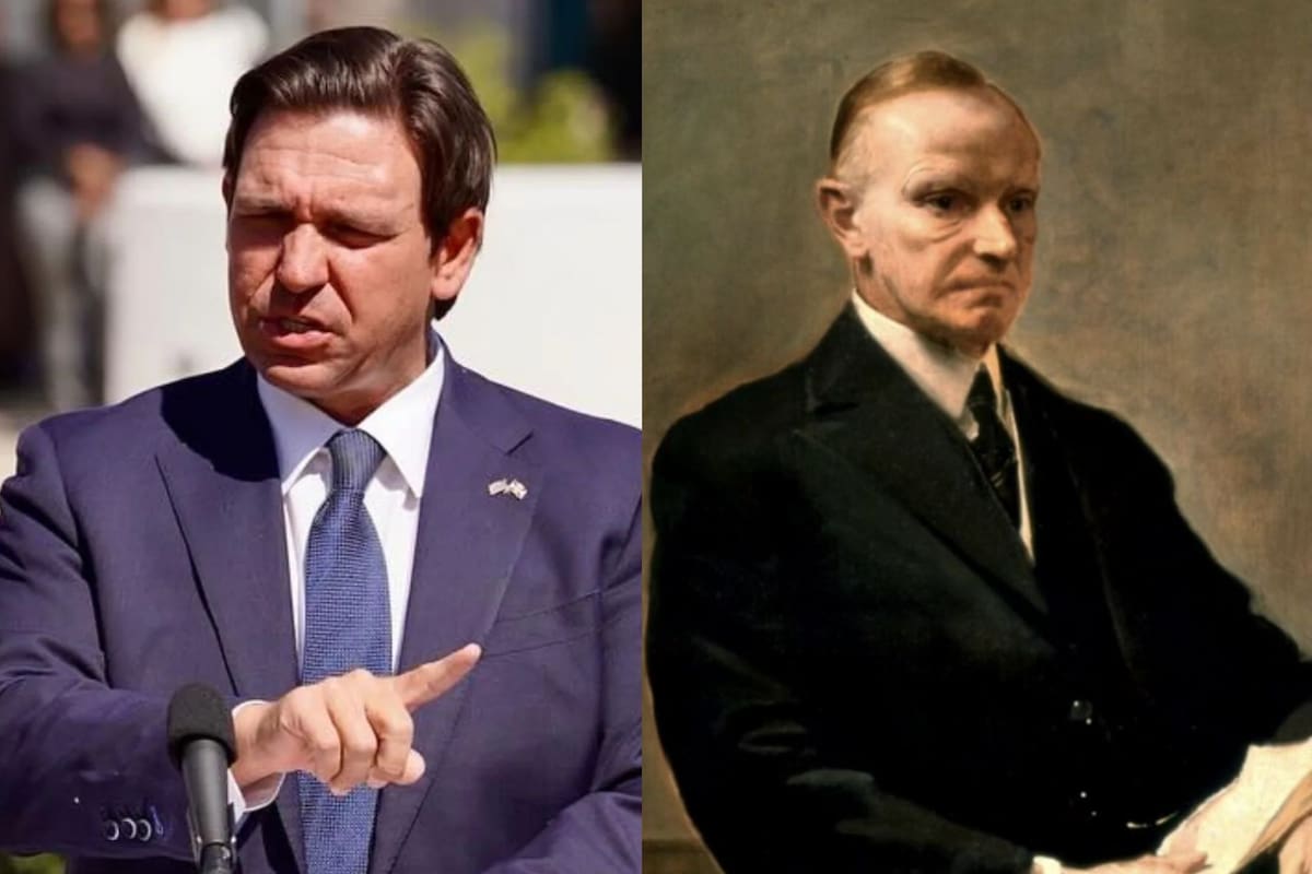 El gobernador Ron DeSantis estuvo acompañado por miembros y simpatizantes de la Fundación Presidencial Calvin Coolidge para conmemorar al expresidente estadounidense