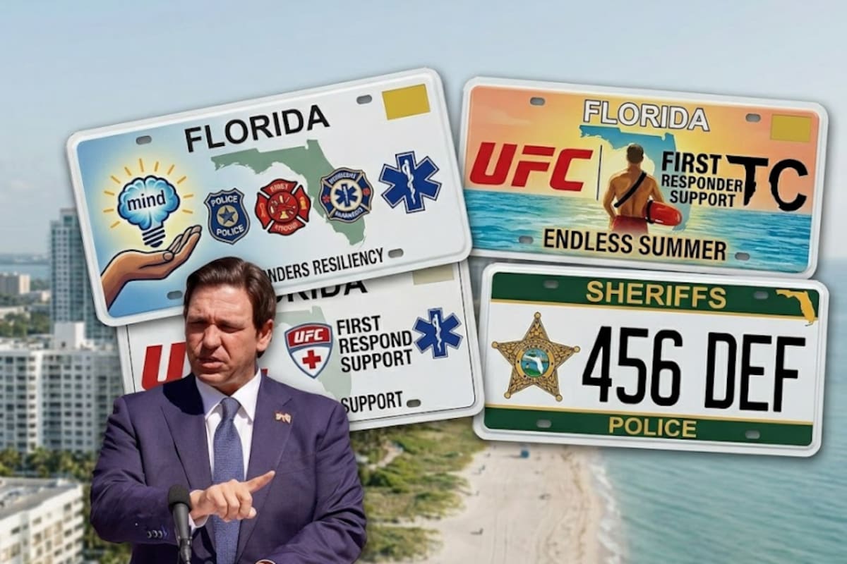 El gobernador Ron DeSantis ratificó recientemente la ley SB 246, la cual autoriza el lanzamiento de cinco nuevas placas vehiculares especiales en el estado de Florida