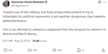 El gobernador sostuvo que estas medidas encamina a Estados Unidos hacia el tipo de políticas de Corea del Norte y Rusia