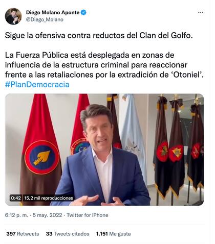 El gobierno colombiano habló sobre la jornada violenta que se vivió tras la extradición de Otoniel