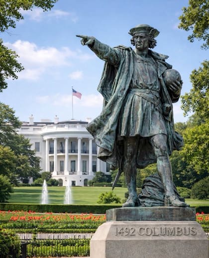 El Gobierno de Donald Trump instaló una estatua de Cristobal Colón en la Casa Blanca