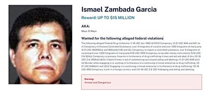 El gobierno de Estados Unidos ofrecía una recompensa de 15 millones de dólares por información de "El Mayo Zambada".