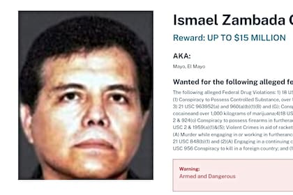 El gobierno de Estados Unidos ofrecía una recompensa de 15 millones de dólares por información sobre "El Mayo Zambada"