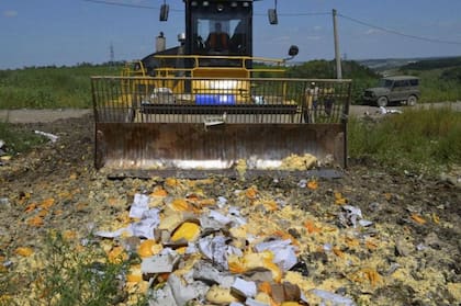 El gobierno ruso comenzó a confiscar alimentos prohibidos en la frontera y a destruirlos en público