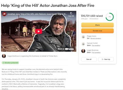 El GoFundMe creado por un fanático para ayudar a Jonathan Joss por la pérdida de su casa