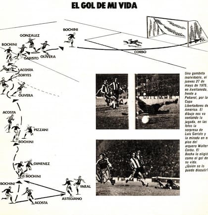 En ese entonces, la revista El Gráfico reflejó la genialidad de Bochini con una ilustración.
