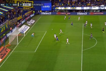 El gol de Cavani para el 2-1 de Boca sobre Godoy Cruz
