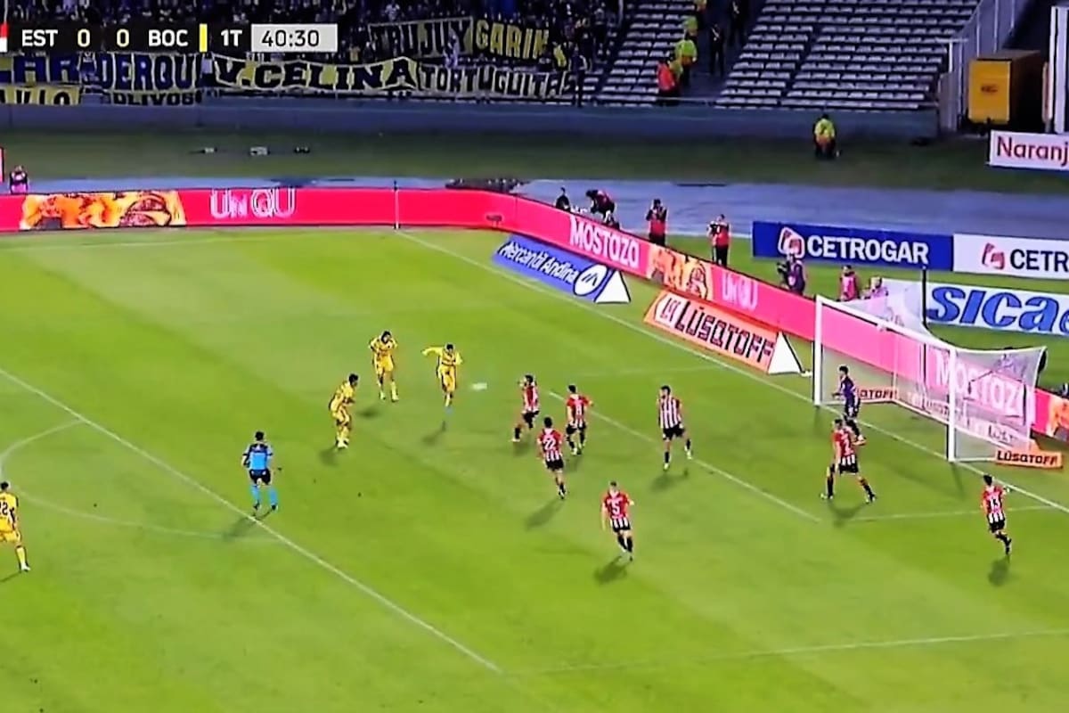 El gol de Miguel Merentiel para el 1-0 de Boca ante Estudiantes, en la segunda semifinal de la Copa de la Liga.