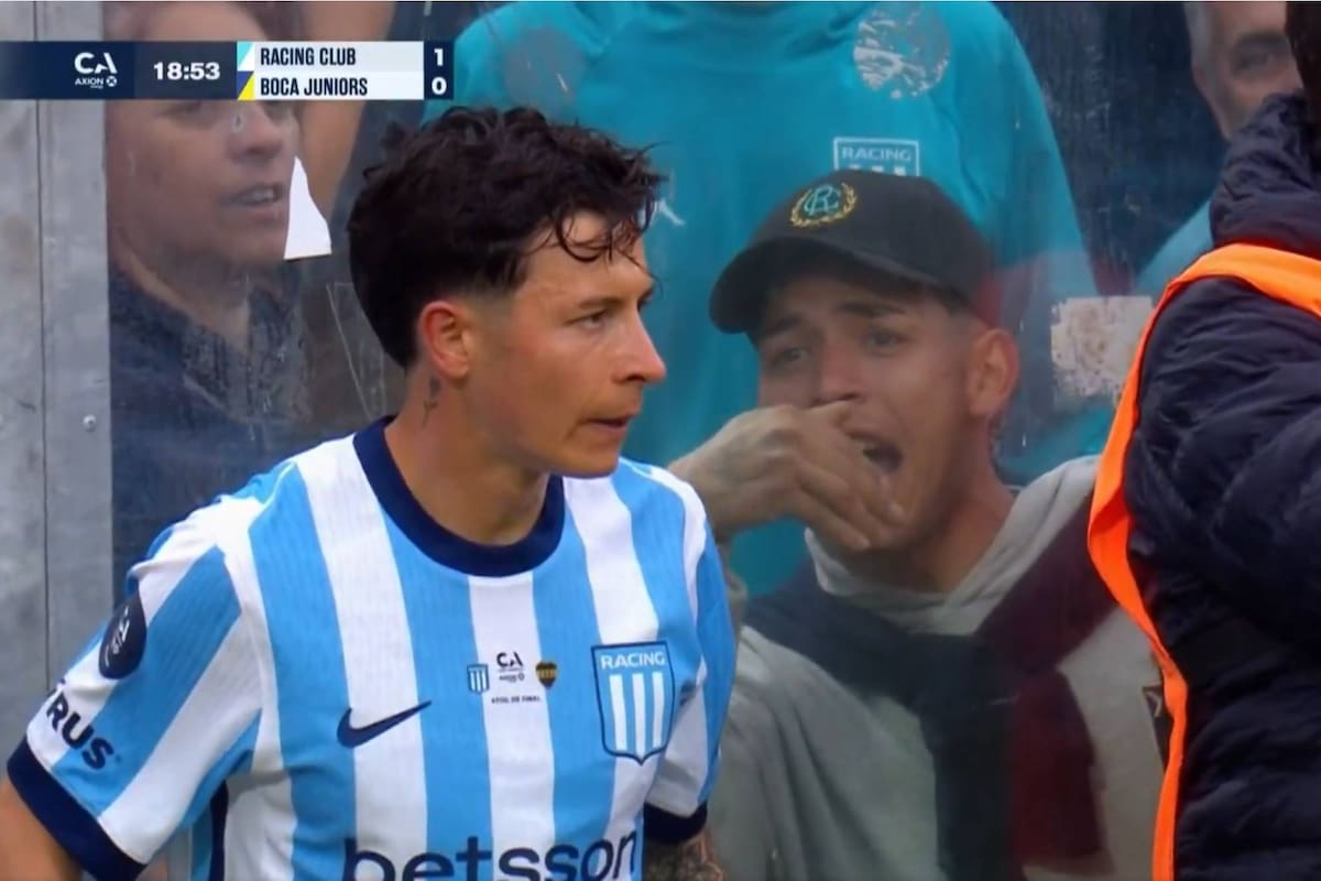 El golazo olímpico de Racing a Boca y la instrucción del hincha indicándole a Gastón Lodico cómo patear.