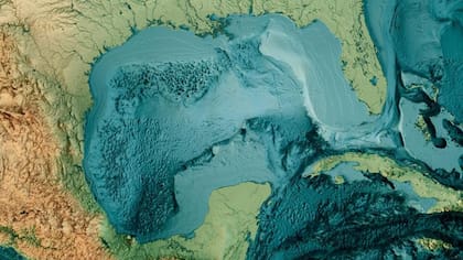 El Golfo de México se ubica entre los litorales del este de México, el sureste de Estados Unidos y el occidente de Cuba