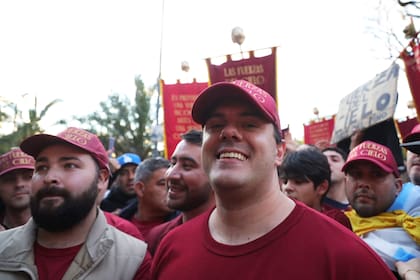 El Gordo Dan en la previa de un acto del presidente en el estadio Movistar Arena