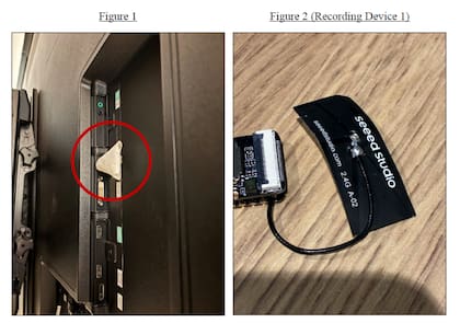 El grabador espía que Abdulrahman Alfozan dejó detrás de un televisor en una oficina de OpenAI, según el FBI