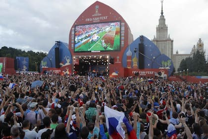 El gran festejo en el Fan Fest de Moscú, durante el Mundial 2018