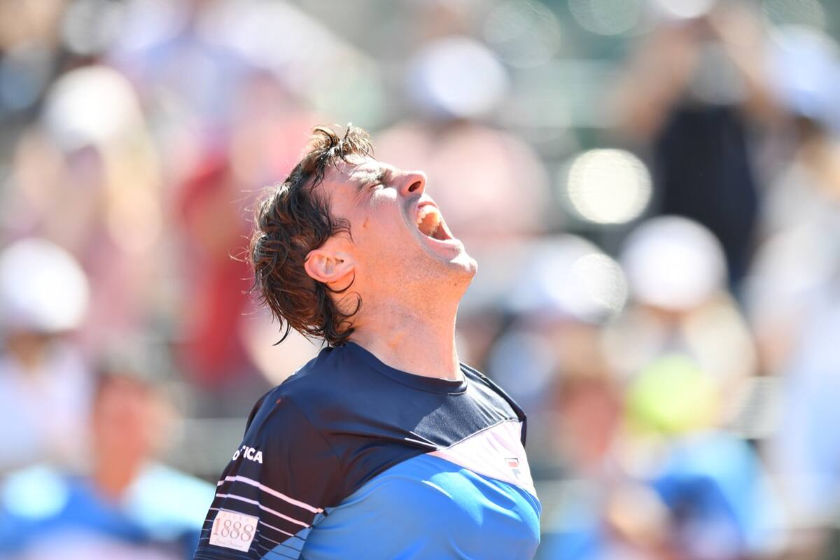 El grito de alegría y alivio de Guido Pella tras colocar el 1-1 en la Copa Davis ante Belarús