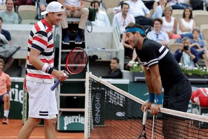 Del Potro, después de un punto cerca de la red ante Isner