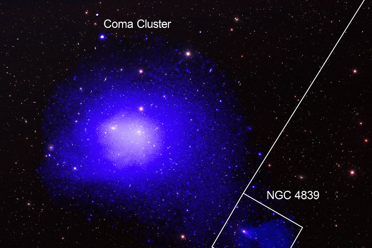 El grupo de galaxias NGC 4839 está al borde del cúmulo de galaxias Coma