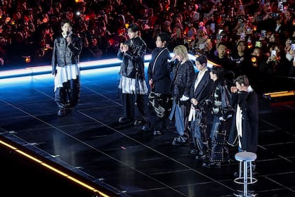 El grupo de Kpop BTS en su concierto en Seúl, Surcorea, el 21 de marzo del 2026. (Kim Hong-Ji/Pool Photo via AP)