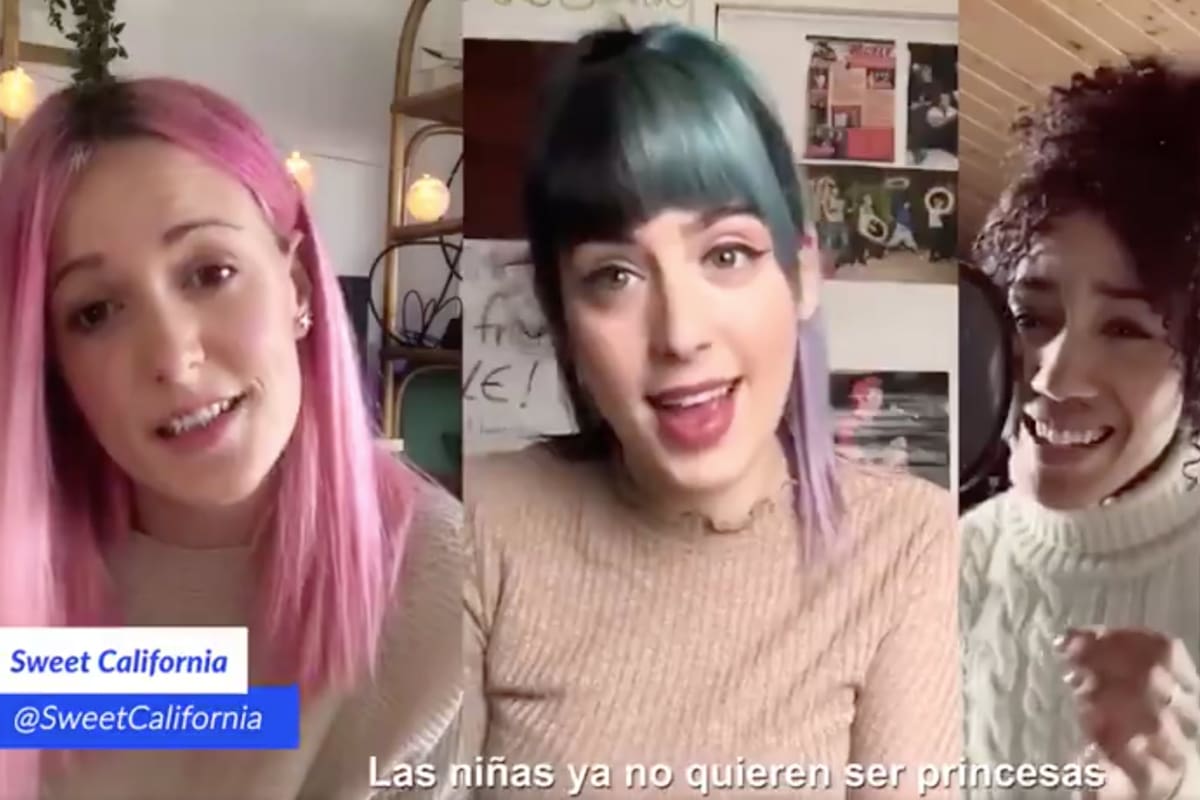 El grupo Sweet California canta "Pongamos que hablo de Madrid", la canción que Joaquín Sabina cedió a beneficio de la lucha contra el coronavirus en Madrid, cuyo ayuntamiento lanzó una serie de covers del tema