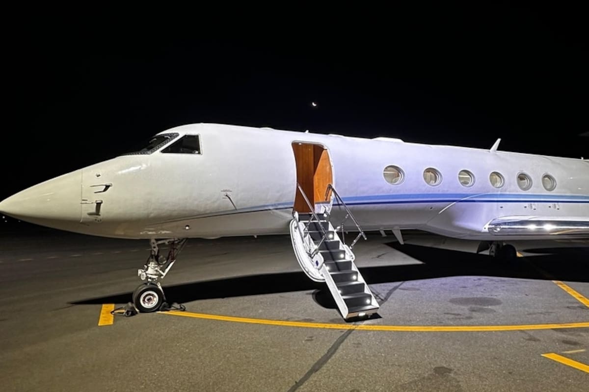 El Gulfstream en el que viajó Javier Milei a Estados Unidos