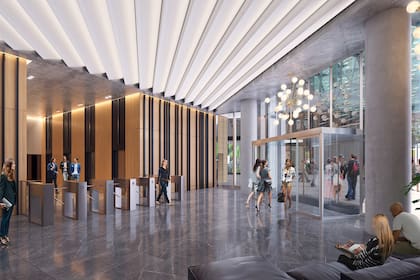 El hall del edificio corporativo que funcionará en el distrito