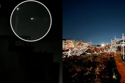 El helicóptero explotó, dañando la estructura de la torre y volando piezas de escombro y pedazos de la aeronave por la zona